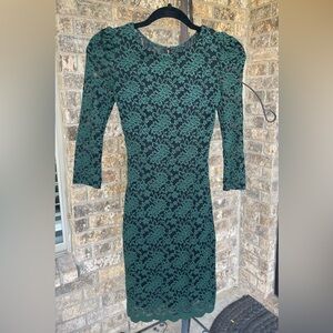 Green and Black lace bodycon dress. Size 1/2
